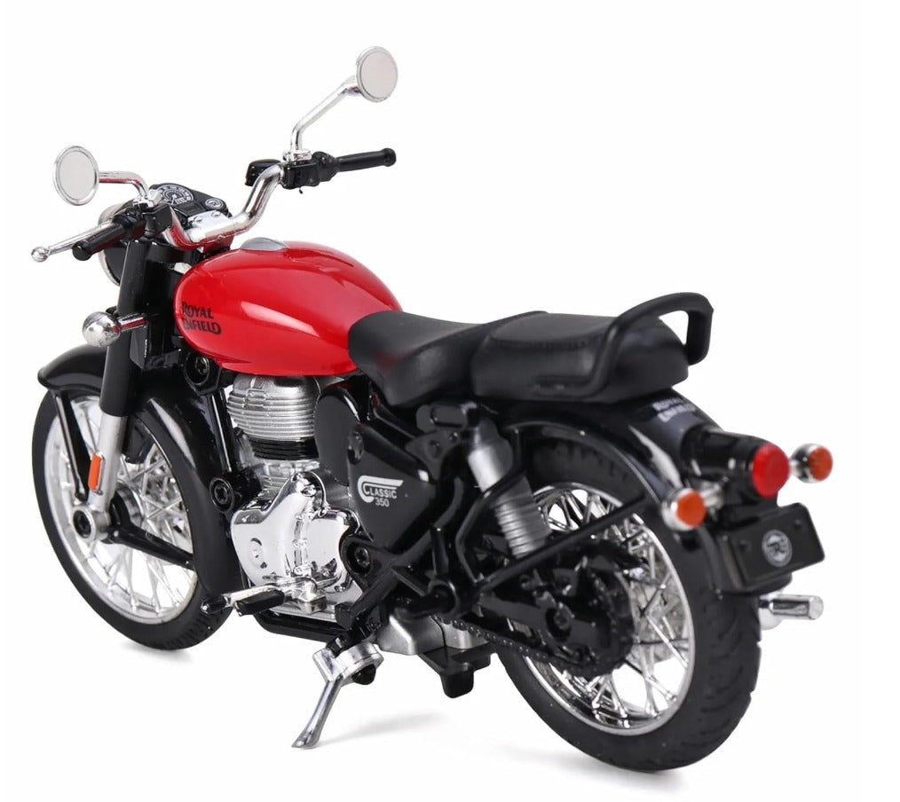 Royal Enfield Classic 350 1:15 Scale Model Motorcycle with Pull-Back Motor, Interchangeable Fuel Tanks & Dual Seat Mode – Collectible, Ages 10+