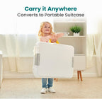 4-in-1 Kids Activity Table & Chair Set with Building Block Top, Storage Bins & Portable Suitcase Design – Ages 3-7