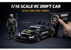 RC Drift Racing Car 1:16 Scale 4WD with LED Lights, ESP Stability Control & Extra Tires, Remote Control Car for Kids Ages 8+
