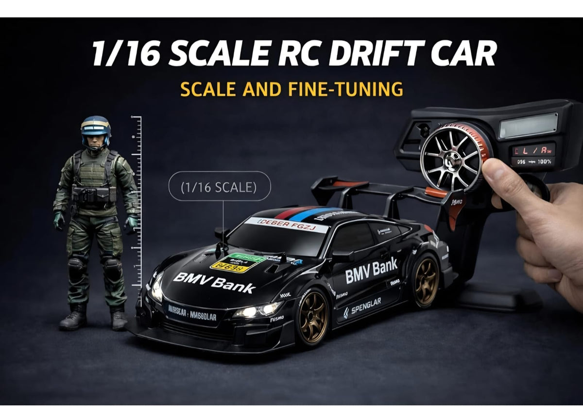 RC Drift Racing Car 1:16 Scale 4WD with LED Lights, ESP Stability Control & Extra Tires, Remote Control Car for Kids Ages 8+