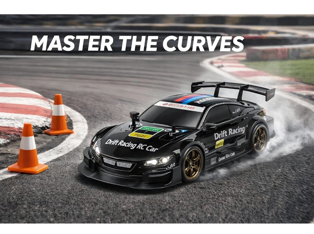 RC Drift Racing Car 1:16 Scale 4WD with LED Lights, ESP Stability Control & Extra Tires, Remote Control Car for Kids Ages 8+