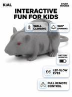 Interactive Stunt Mouse Toy – Remote Control Wall-Climbing Vehicle with 360° Spins & Glowing LED Eyes