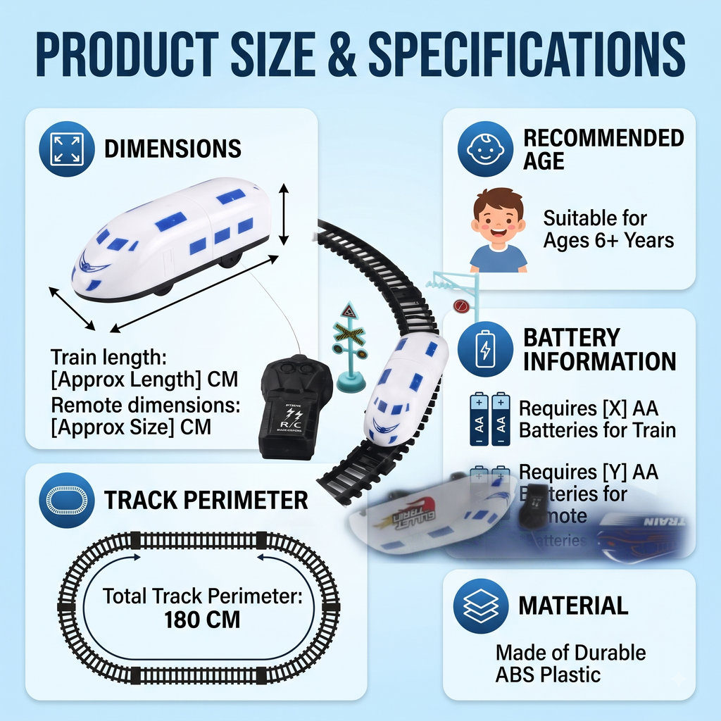 Vande Bharat Bullet Train Set – Railway Track Set with Remote Control RC & DIY Track Layouts