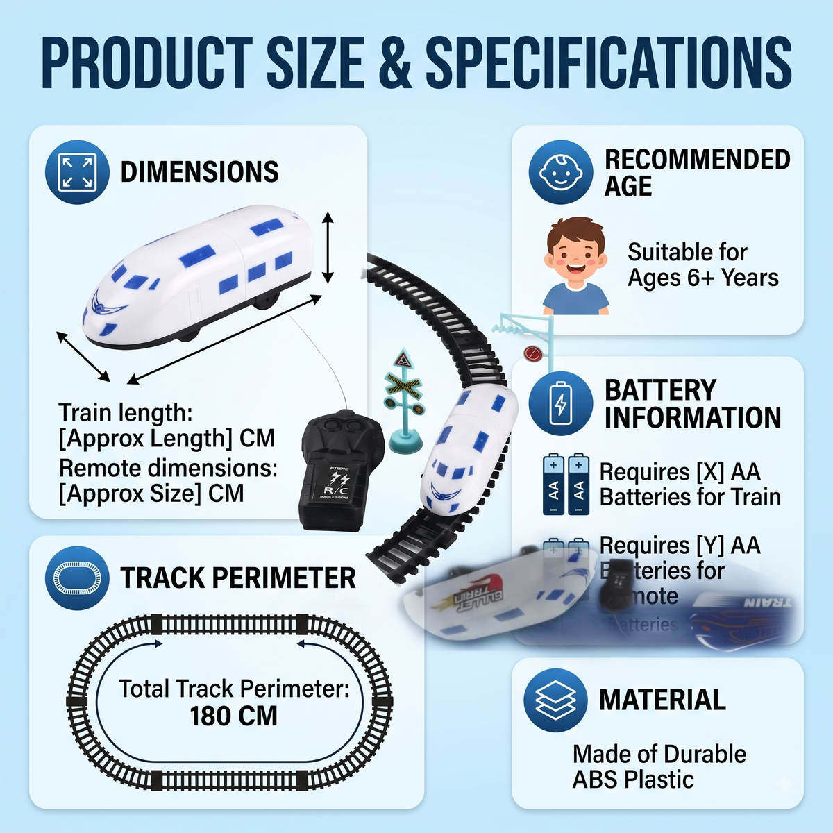 Vande Bharat Bullet Train Set – Railway Track Set with Remote Control RC & DIY Track Layouts