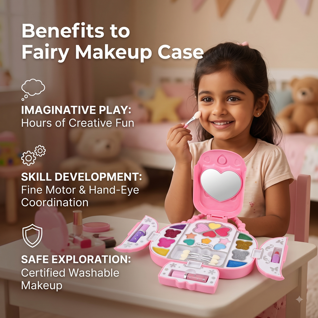 Fairy Makeup Case for Kids – Washable Makeup Kit with Mirror & Applicators