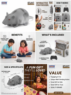 Interactive Stunt Mouse Toy – Remote Control Wall-Climbing Vehicle with 360° Spins & Glowing LED Eyes