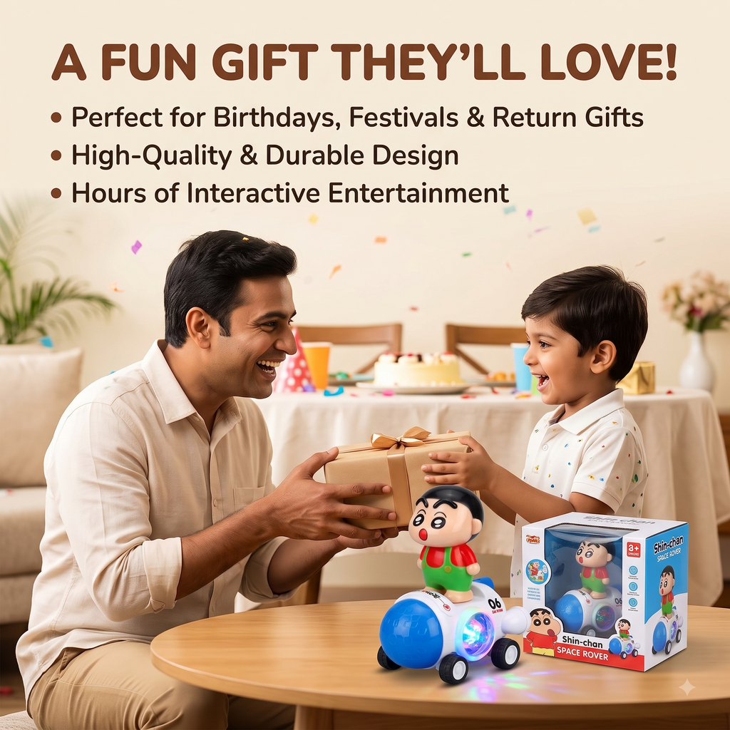 Shin-Chan Interactive Space Rover Toy – 3D Disco Lights, Music & Bump 'N' Go Action (Age 3+)