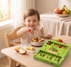 FAMNEST 6-Piece Fruit Cutlery Set for Kids – Premium Gold-Finish Stainless Steel 3 Spoons & 3 Forks with Detachable Fruit Character Toppers – Toddler Mealtime Flatware Set in Gift Box