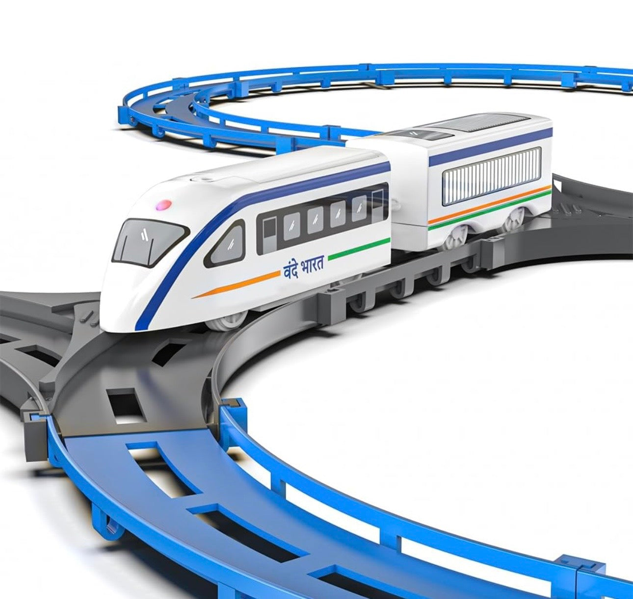Vande Bharat Bullet Train Set – 43 Piece Railway Track Set with RGB Lights, Auto Diverter & DIY Track Layouts