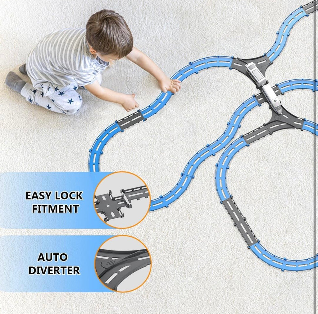 Vande Bharat Bullet Train Set – 43 Piece Railway Track Set with RGB Lights, Auto Diverter & DIY Track Layouts