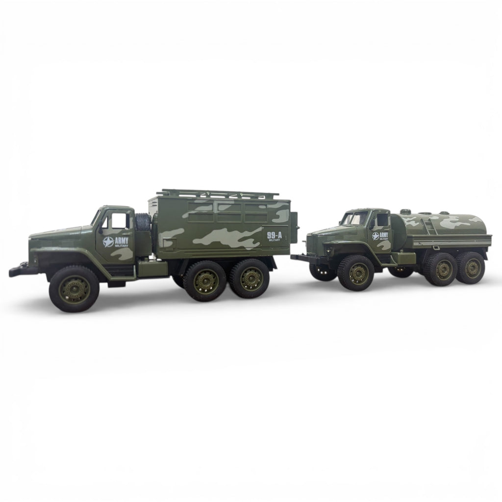Army Military Camouflage Die-Cast Truck Set – Friction Powered simulation Model Vehicles (Set of 4)