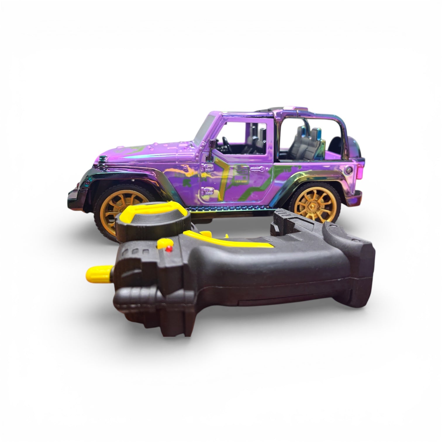 Remote Control Jeep Wrangler Style SUV – Holographic Purple RC Off-Road Car with Controller