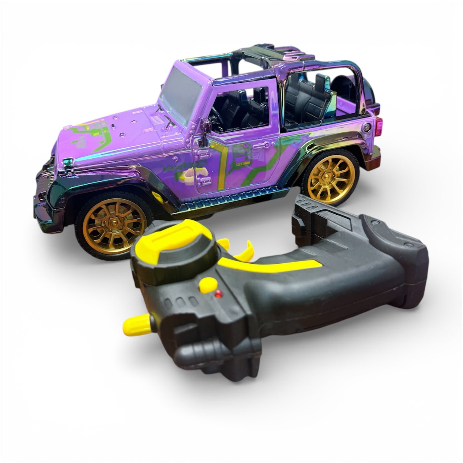 Remote Control Jeep Wrangler Style SUV – Holographic Purple RC Off-Road Car with Controller