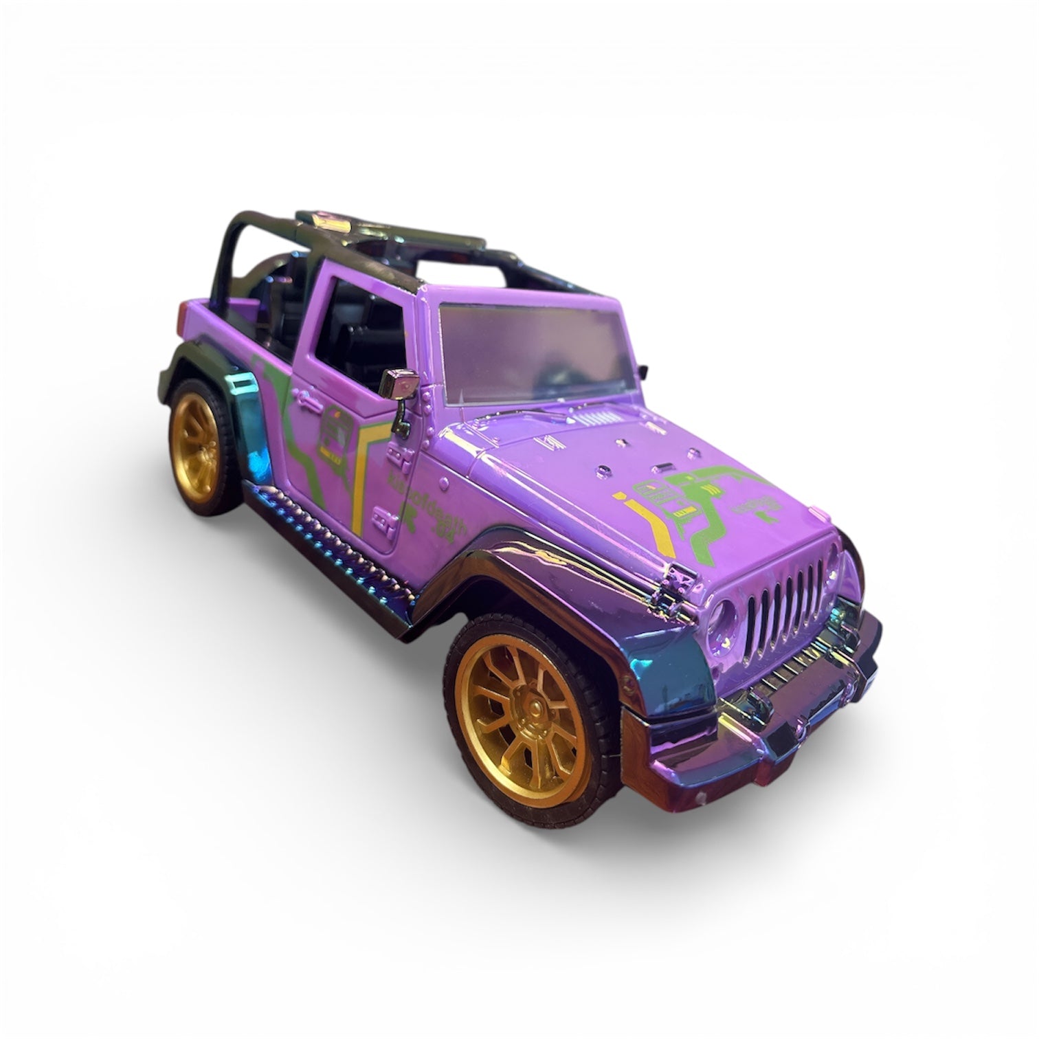 Remote Control Jeep Wrangler Style SUV – Holographic Purple RC Off-Road Car with Controller