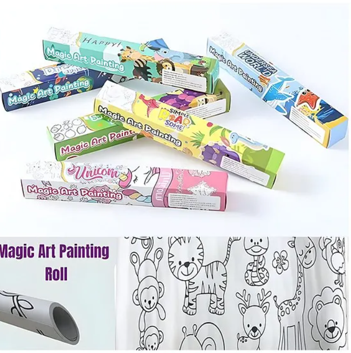 Play Magic Art Painting Roll for Creative Projects Painting Drawing Paper Roll Early Educational Toys for Kids Pack of 1- Color May Vary