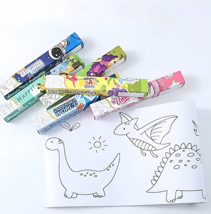 Play Magic Art Painting Roll for Creative Projects Painting Drawing Paper Roll Early Educational Toys for Kids Pack of 1- Color May Vary