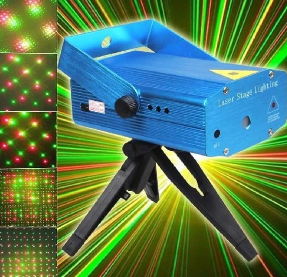 Lights Party Mini Laser Projector Stage Lighting Sound Activated Dot 6 Design Modes Laser Light for Party and Dj with Mini-Tripod Stand