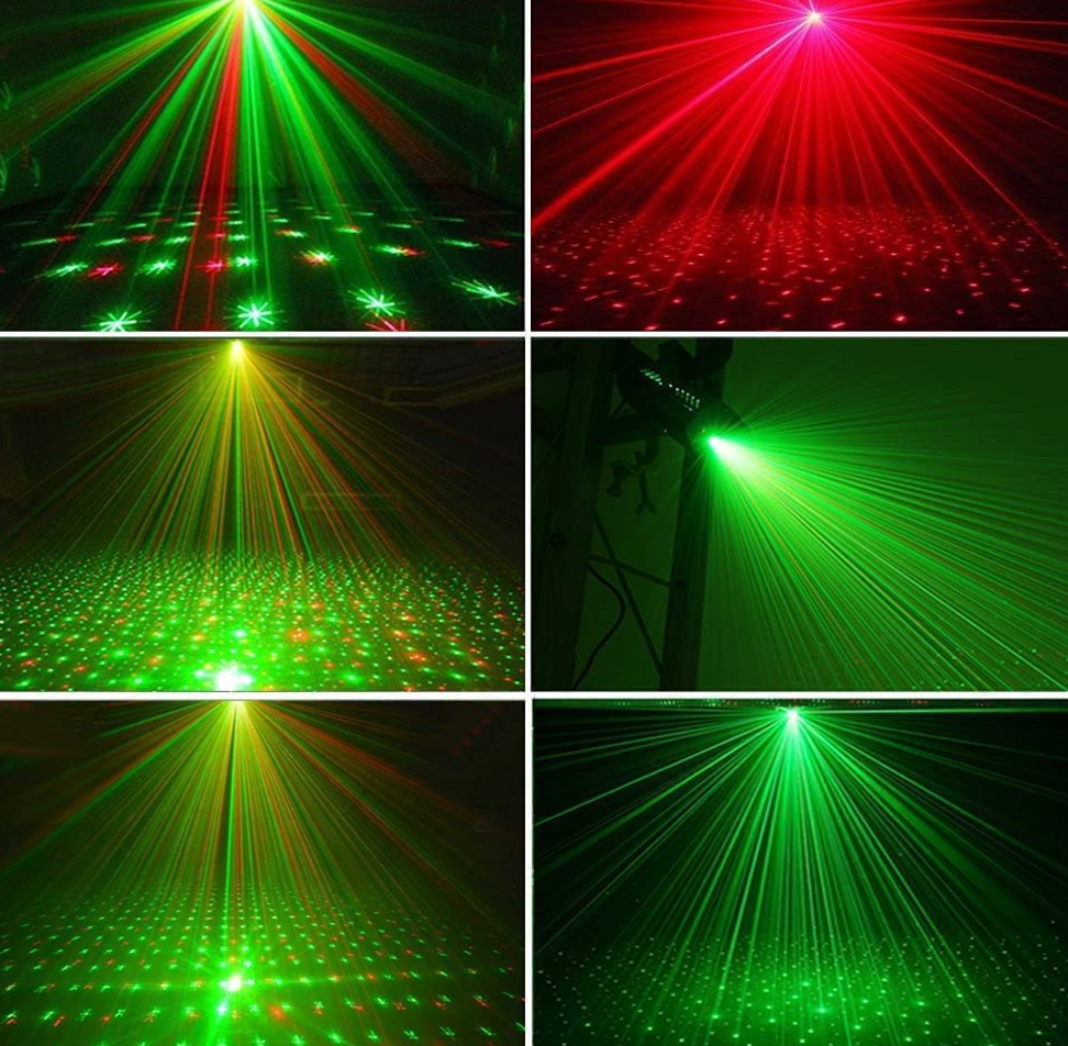 Lights Party Mini Laser Projector Stage Lighting Sound Activated Dot 6 Design Modes Laser Light for Party and Dj with Mini-Tripod Stand