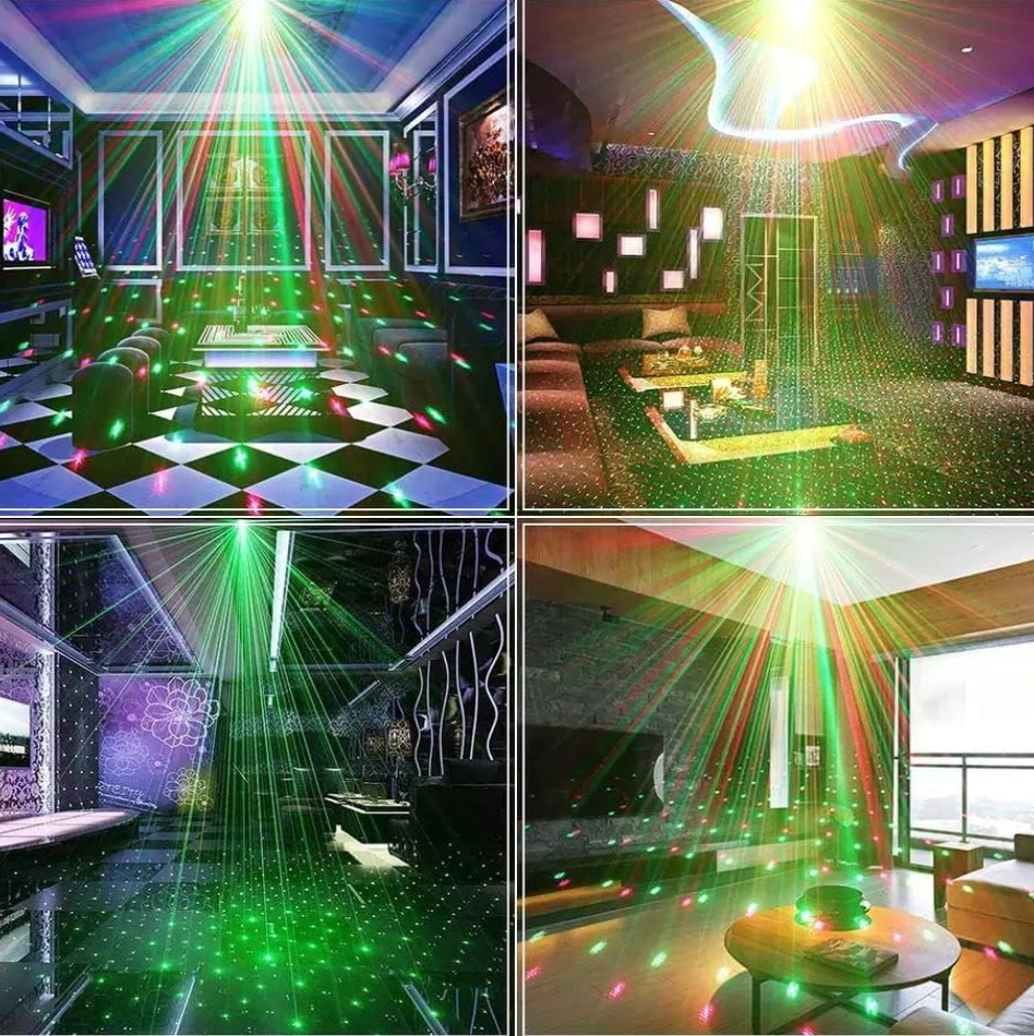 Lights Party Mini Laser Projector Stage Lighting Sound Activated Dot 6 Design Modes Laser Light for Party and Dj with Mini-Tripod Stand