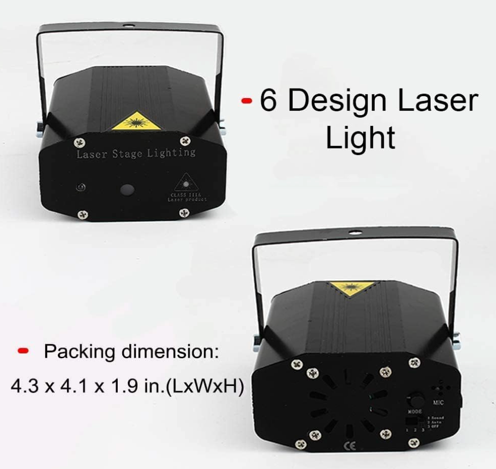 Lights Party Mini Laser Projector Stage Lighting Sound Activated Dot 6 Design Modes Laser Light for Party and Dj with Mini-Tripod Stand
