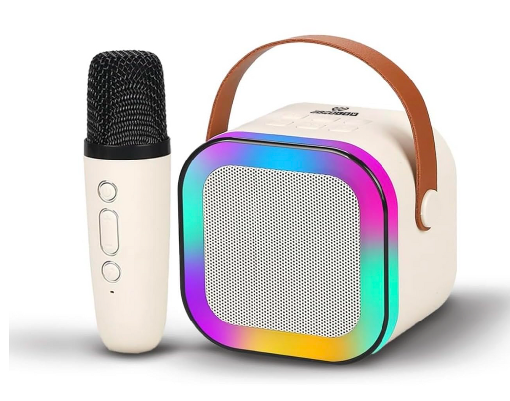 Kids Karaoke Speaker with Wireless Microphone | Voice Changer Toy with Multiple Sound Effects | Portable Music Speaker with LED Lights | Singing & Pretend Play Toy for Children