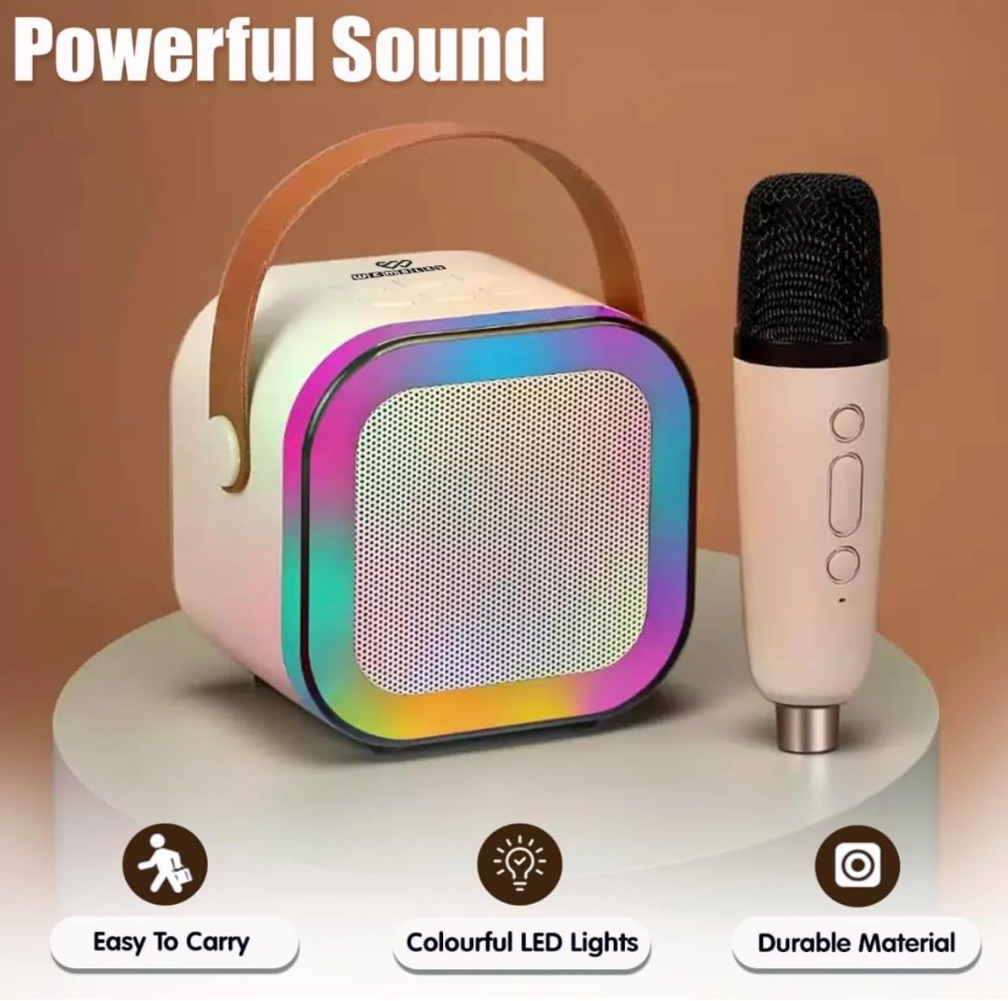 Kids Karaoke Speaker with Wireless Microphone | Voice Changer Toy with Multiple Sound Effects | Portable Music Speaker with LED Lights | Singing & Pretend Play Toy for Children