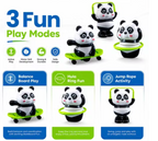 Cute Panda Action Toy Set for Kids, 3 PCS Interactive Rotating Panda Play Figures with Skateboard, Hula Hoop & Jump Rope, Educational Moving Toys Gift for Boys and Girls Age 3+