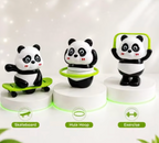Cute Panda Action Toy Set for Kids, 3 PCS Interactive Rotating Panda Play Figures with Skateboard, Hula Hoop & Jump Rope, Educational Moving Toys Gift for Boys and Girls Age 3+