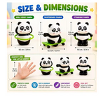 Cute Panda Action Toy Set for Kids, 3 PCS Interactive Rotating Panda Play Figures with Skateboard, Hula Hoop & Jump Rope, Educational Moving Toys Gift for Boys and Girls Age 3+
