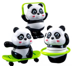 Cute Panda Action Toy Set for Kids, 3 PCS Interactive Rotating Panda Play Figures with Skateboard, Hula Hoop & Jump Rope, Educational Moving Toys Gift for Boys and Girls Age 3+