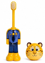 Extendable Character Toothbrush for Kids – Pop-Up Standable Manual Toothbrush with Protective Animal Cap, Extra-Soft Bristles for Travel & Everyday Brushing (Pack of 3)