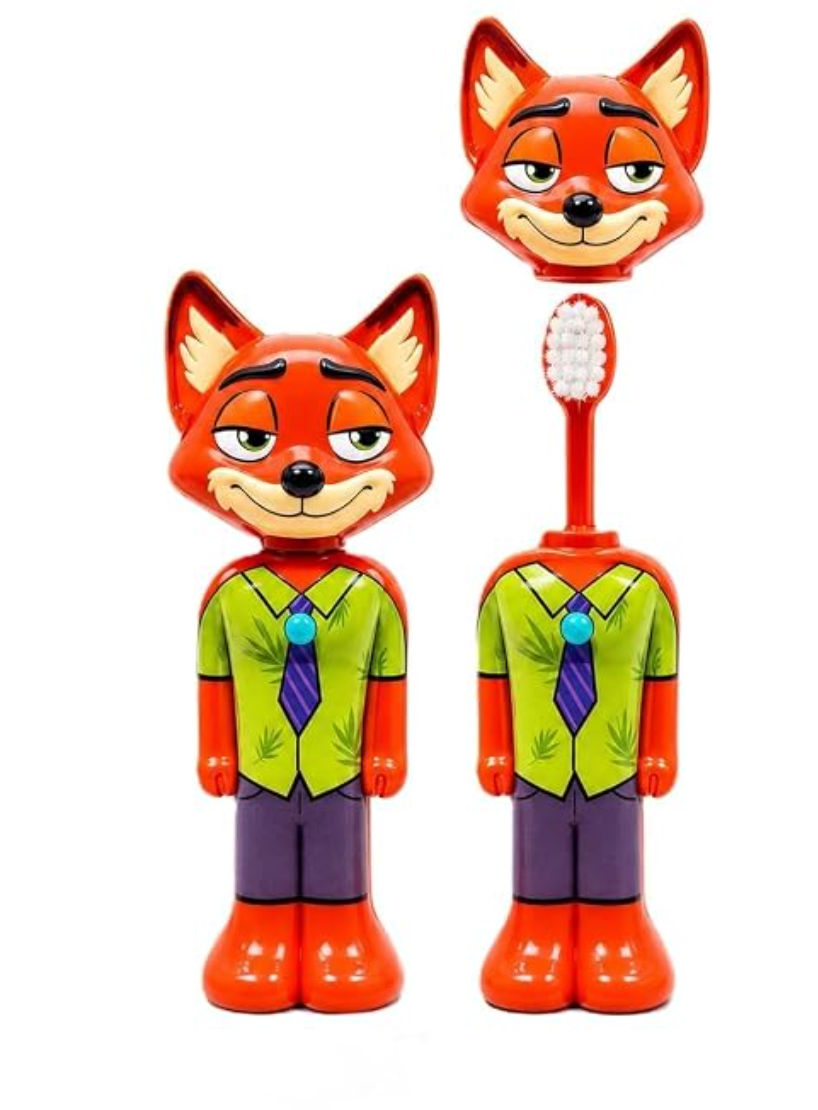 Extendable Character Toothbrush for Kids – Pop-Up Standable Manual Toothbrush with Protective Animal Cap, Extra-Soft Bristles for Travel & Everyday Brushing (Pack of 3)