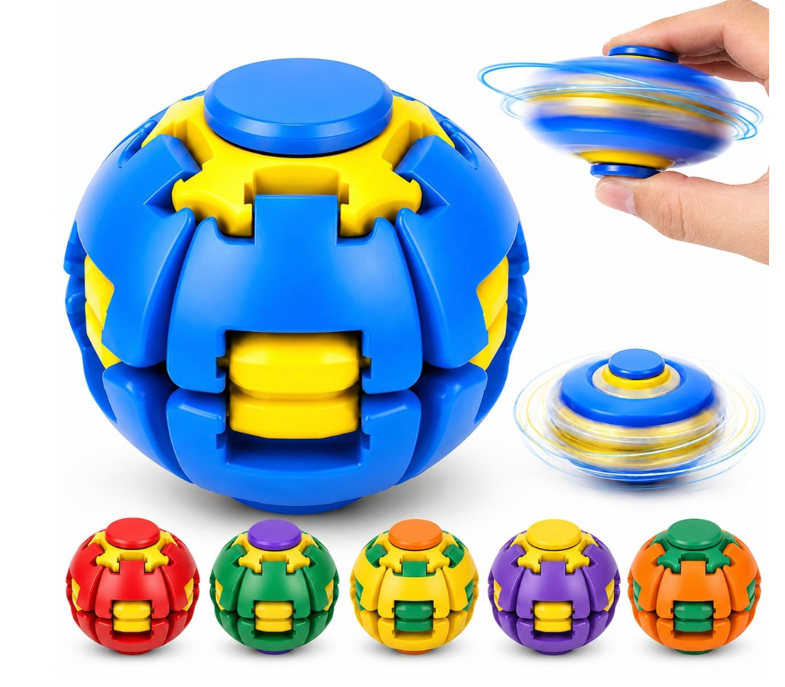 Press to Spin Fidget Ball ( Pack of 2) | 360 Degree Rotating Gyroscopic Spinner Toy for Kids & Adults | Portable Multicolour Stress Relief Desk Toy | Autism & Anxiety Relief, Pocket Size