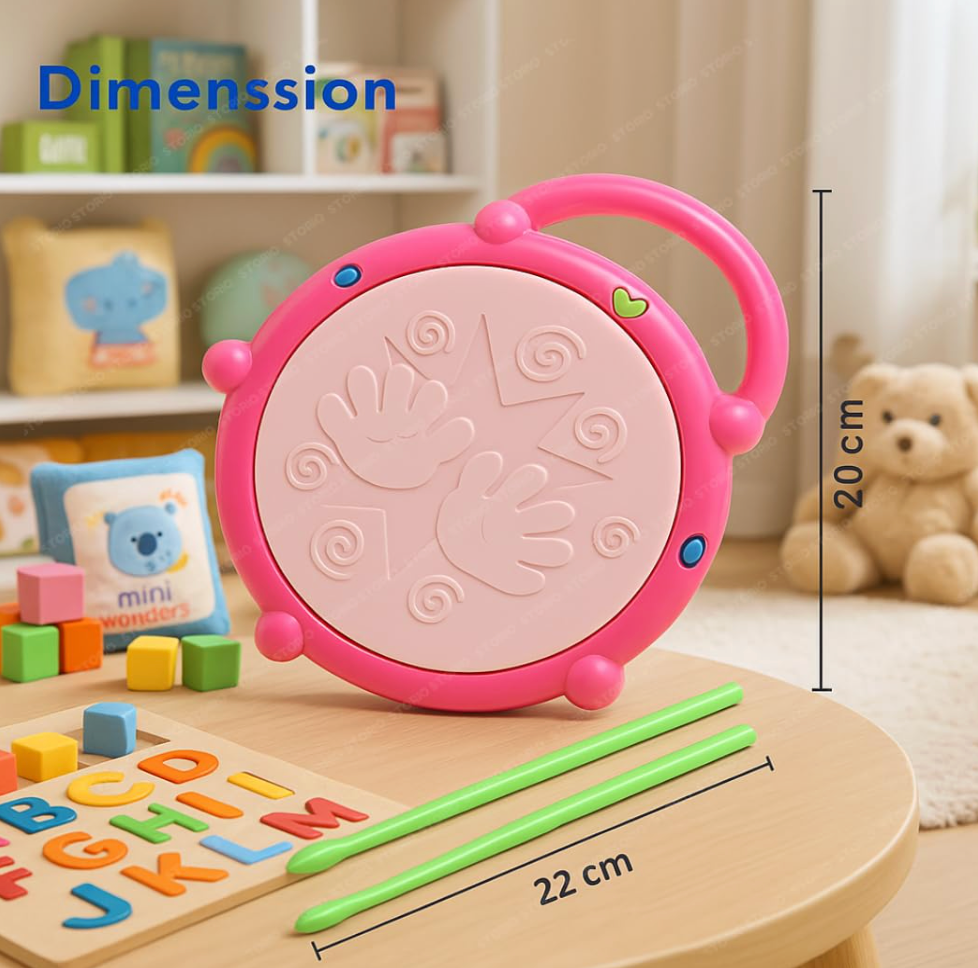 Beso Musical Flash Drum for Kids – Light-Up Toy Drum with Drumsticks, Music & Flashing Lights