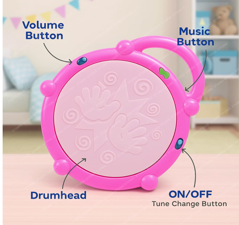 Beso Musical Flash Drum for Kids – Light-Up Toy Drum with Drumsticks, Music & Flashing Lights