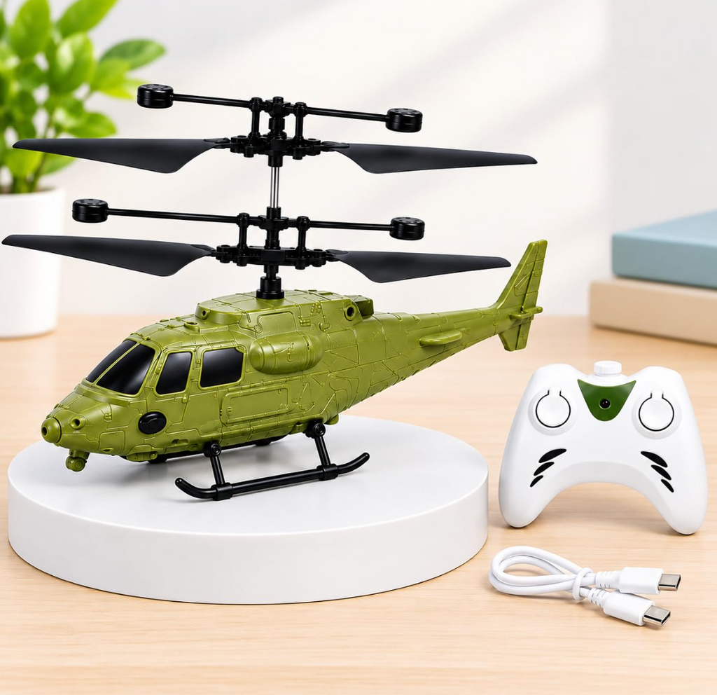 Beso Remote Control Helicopter for Kids – Rechargeable Flying Toy with Gravity Sensor & LED Lights