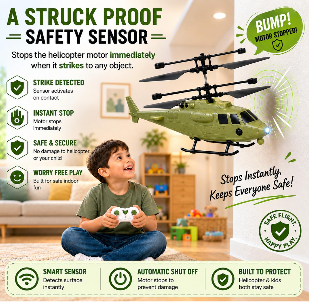 Beso Remote Control Helicopter for Kids – Rechargeable Flying Toy with Gravity Sensor & LED Lights