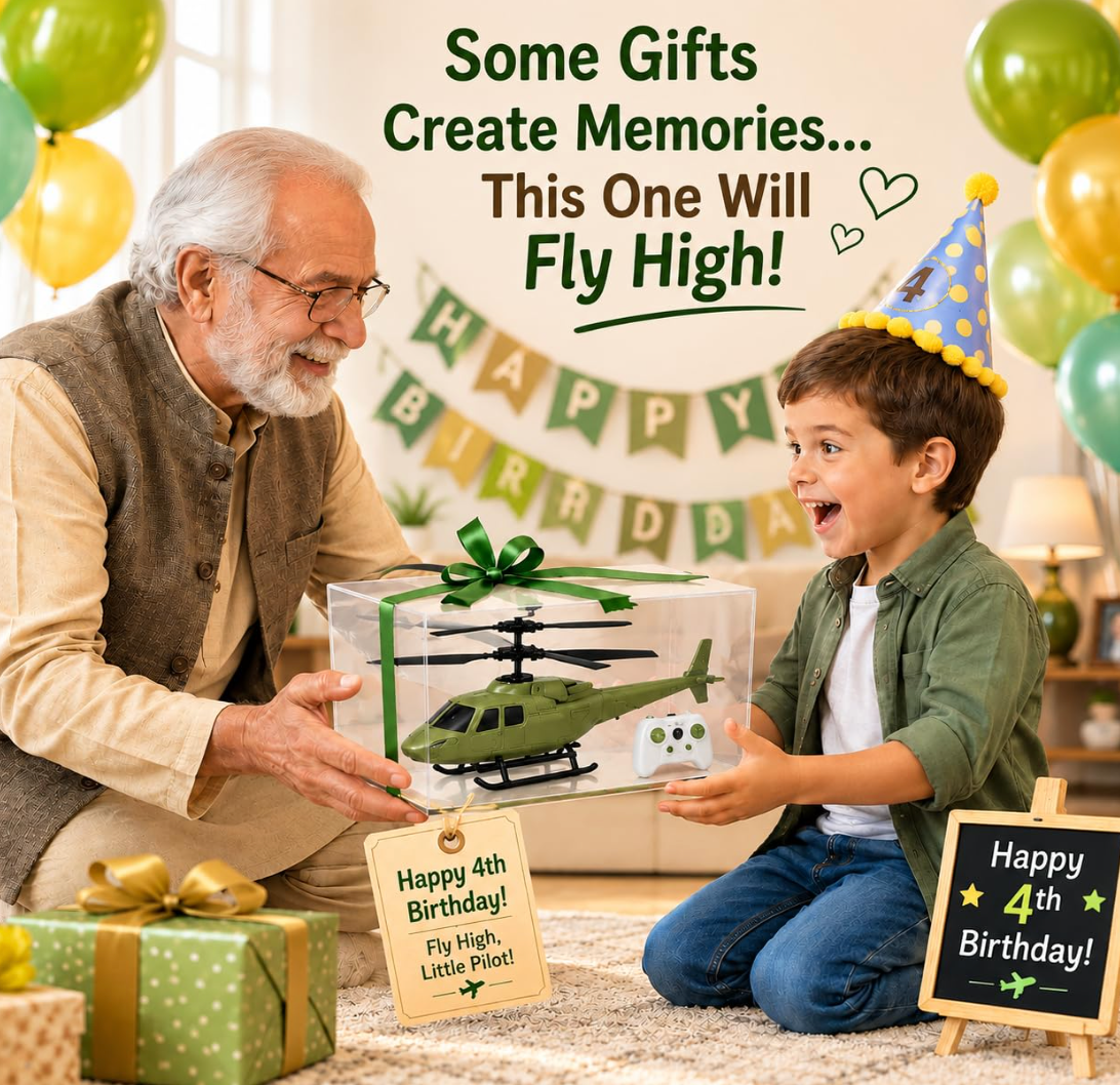 Beso Remote Control Helicopter for Kids – Rechargeable Flying Toy with Gravity Sensor & LED Lights