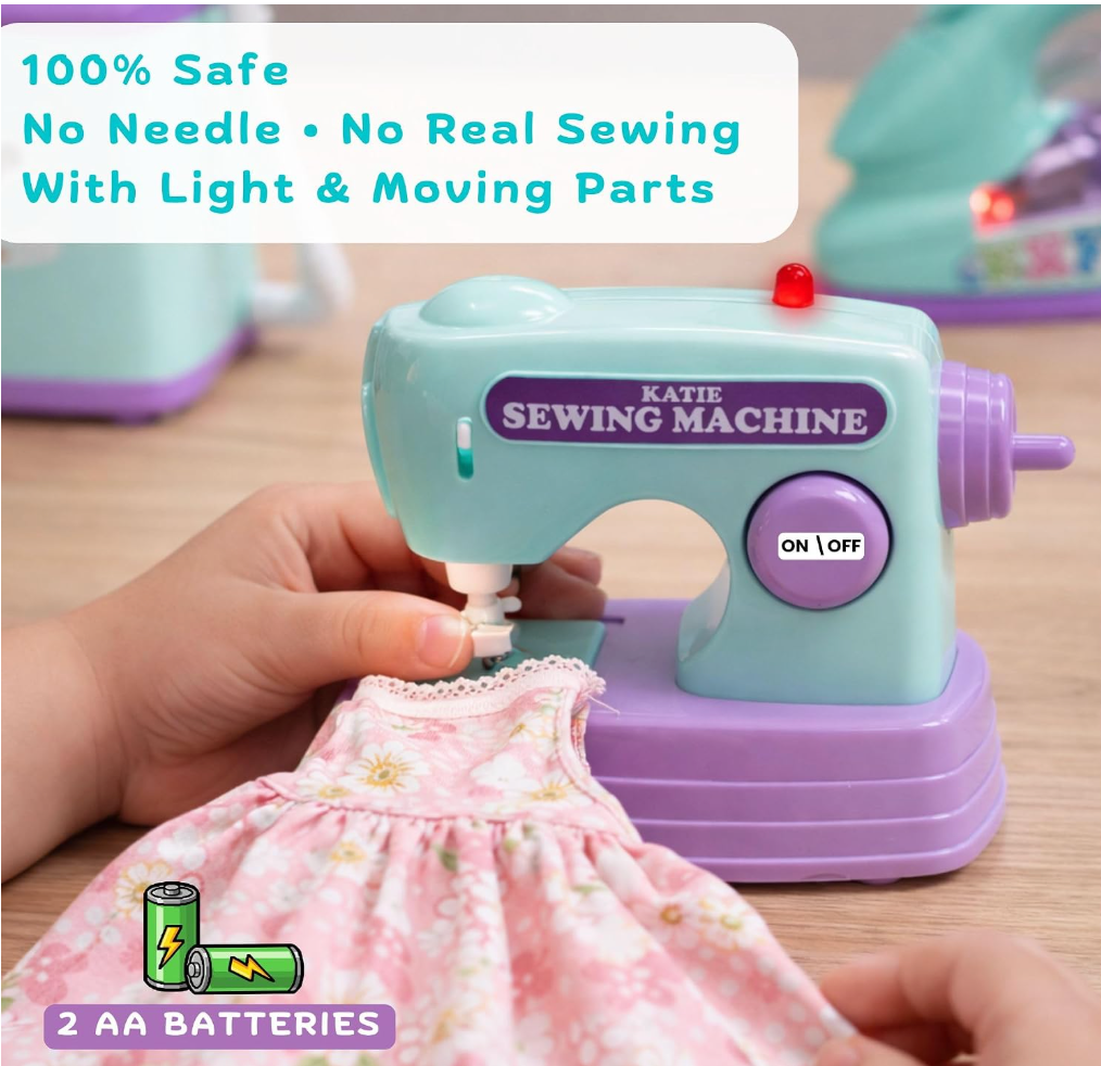 Mini Home Appliance Set for Kids – Washing Machine, Sewing Machine, Iron & Hair Dryer Pretend Play Toys