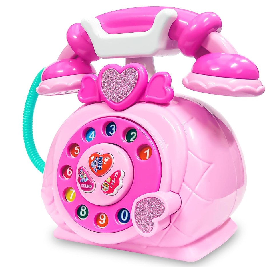 Classic Pink Dial Telephone Toy - Front View