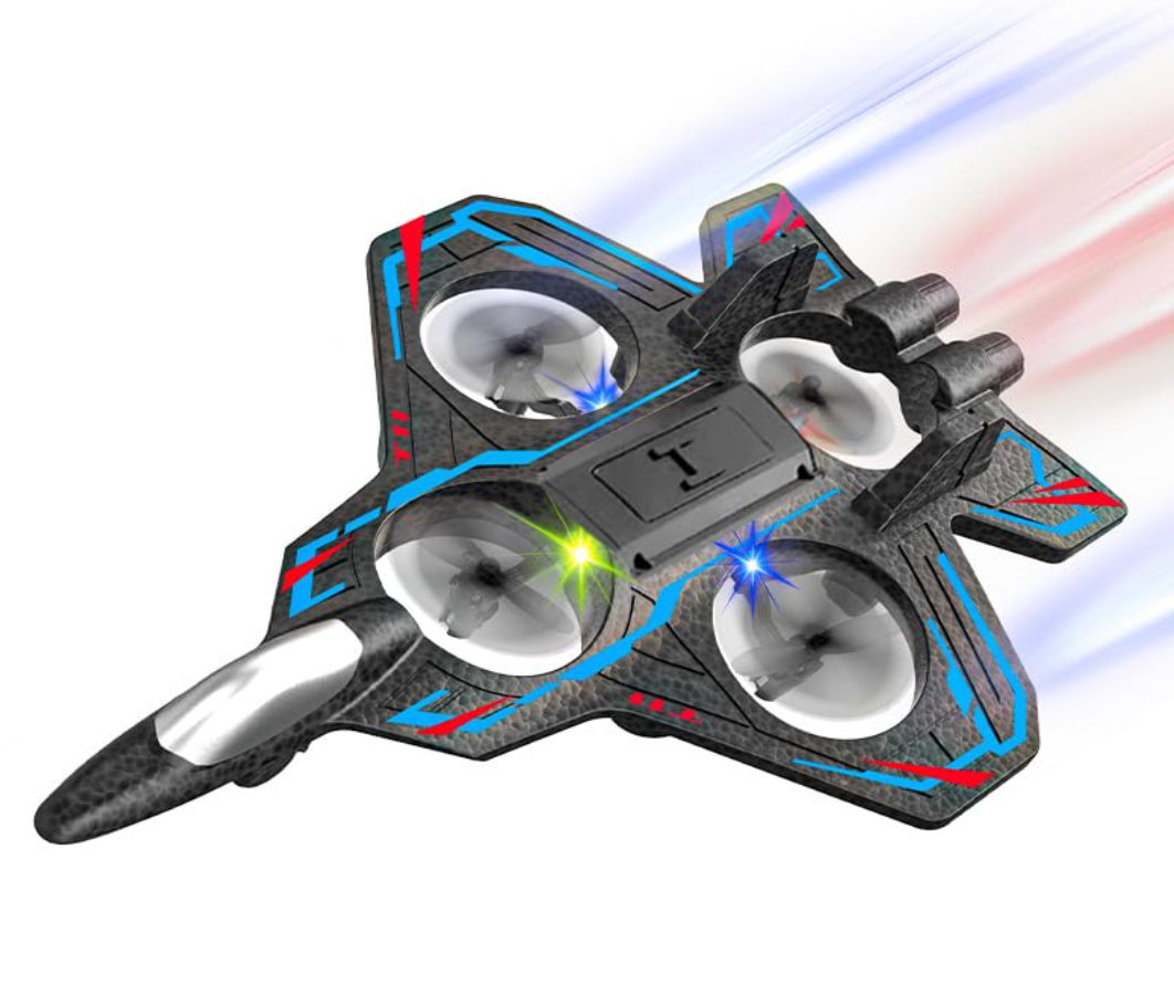 Jet shaped toy drone - front view