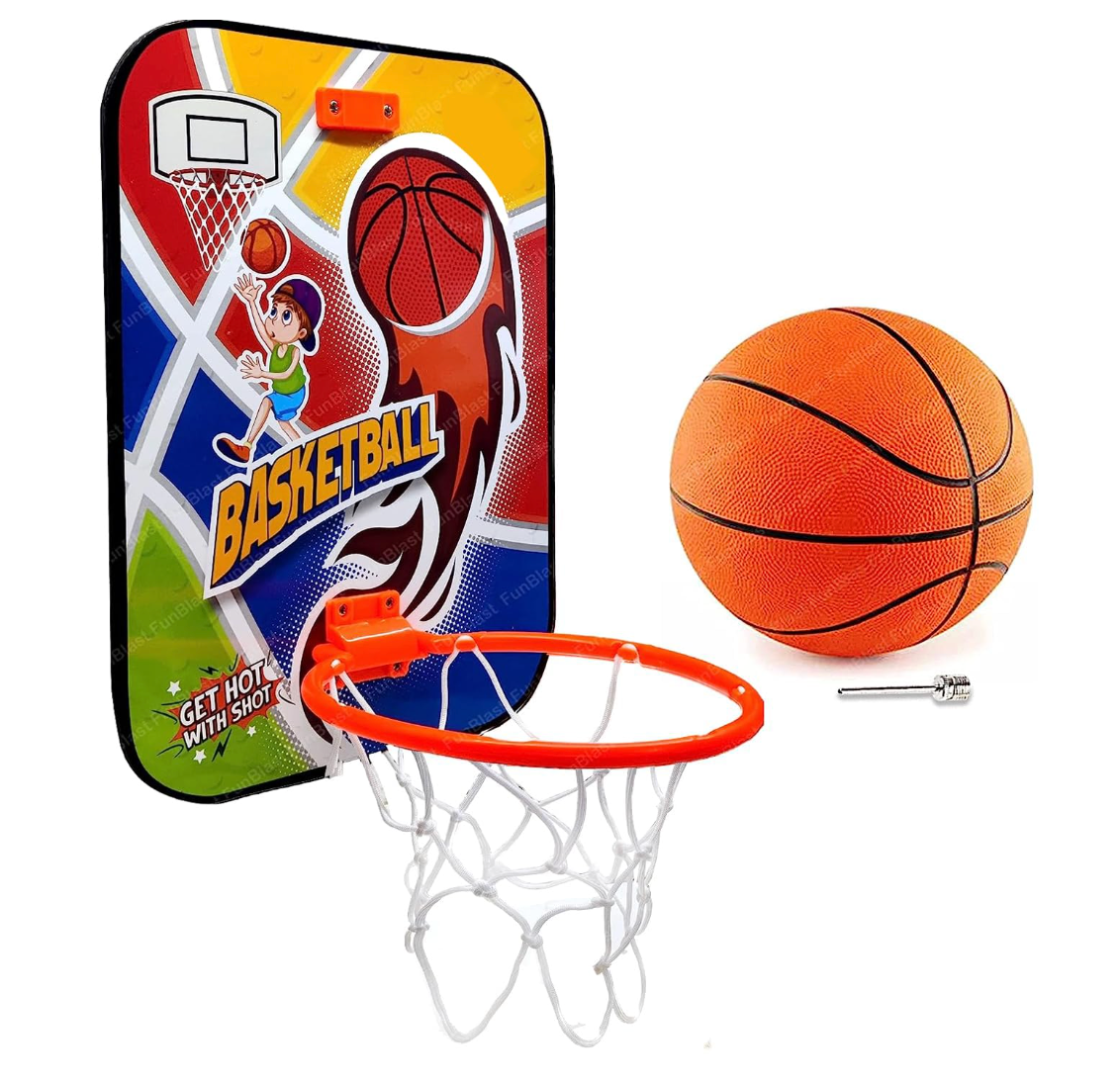Basketball - Wall Mount Adjustable Basket Ball Kit for Kids, Basketball Hoop for Boys & Girls, Indoor and Outdoor Games