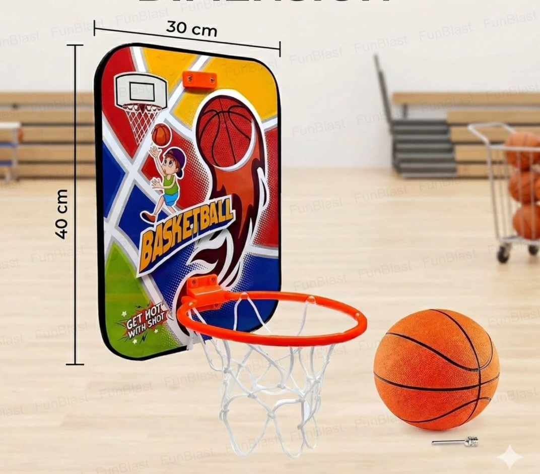 Basketball - Wall Mount Adjustable Basket Ball Kit for Kids, Basketball Hoop for Boys & Girls, Indoor and Outdoor Games