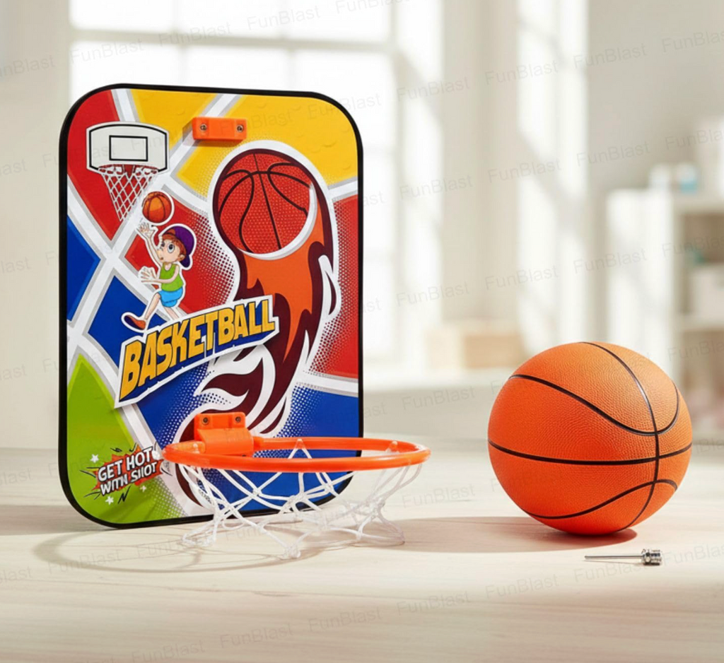 Basketball - Wall Mount Adjustable Basket Ball Kit for Kids, Basketball Hoop for Boys & Girls, Indoor and Outdoor Games