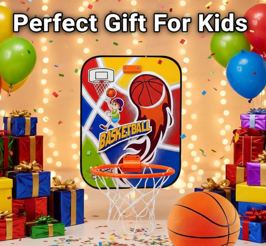 Basketball - Wall Mount Adjustable Basket Ball Kit for Kids, Basketball Hoop for Boys & Girls, Indoor and Outdoor Games