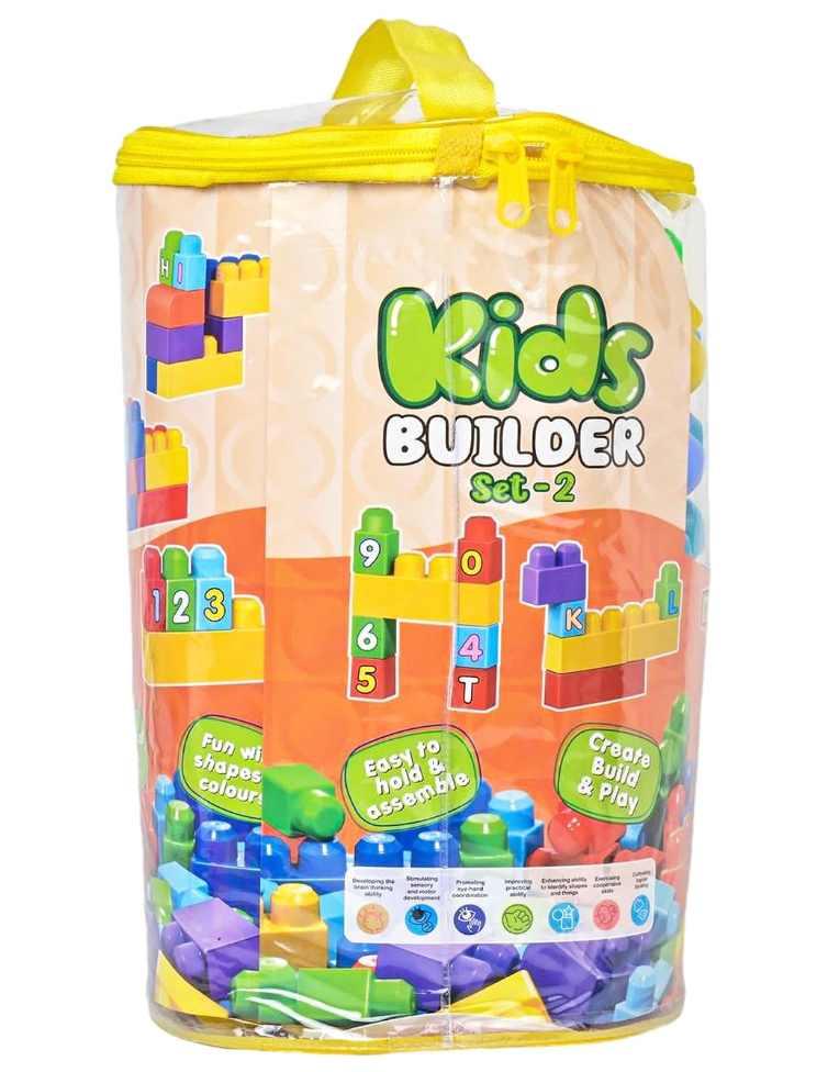 Kids Builder Set-2, Educational Building Blocks, Easy to Hold and Assemble, with Storage Bag, Age 3+ Year