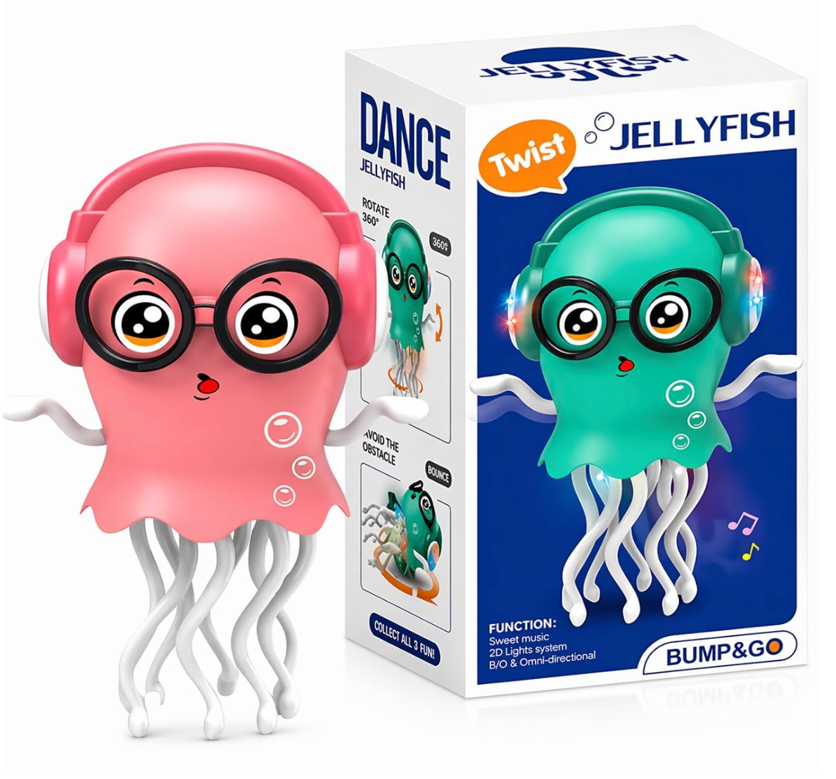Light-Up Musical Jellyfish Toy – Crawling Sensor Jellyfish with Lights & Music for Kids | Blue & Beige