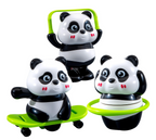 Cute Panda Action Toy Set for Kids, 3 PCS Interactive Rotating Panda Play Figures with Skateboard, Hula Hoop & Jump Rope, Educational Moving Toys Gift for Boys and Girls Age 3+