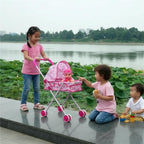 Baby Doll Pram Stroller Set – Foldable Toy Pram with Canopy, Baby Doll & Smooth Rolling Wheels | Pretend Play Pushchair