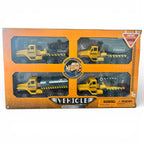 Vehicle Construction Team City Engineering Truck Set – 4 Piece Die-Cast Style with Lights, Sounds & Opening Doors
